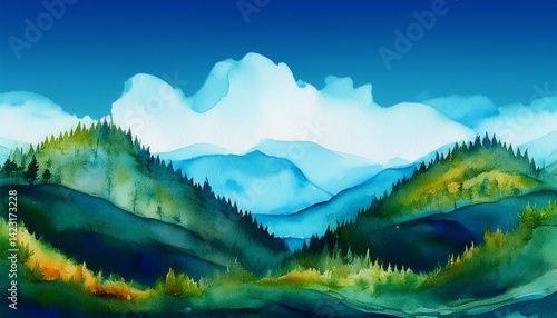 山並の風景イラスト