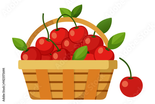 Juicy Cherries Spilling from a Rustic Basket