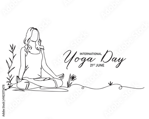 Yoga women line art style vector illustration, international yoga day vector illustration