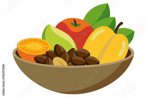 Tropical Snack Bowl with Mango and Mixed Nuts