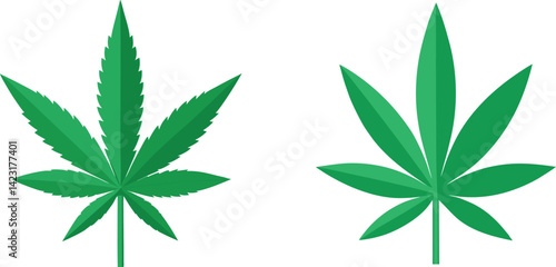 Two vibrant cannabis leaves Isolated Vector Illustration On Transparent Background