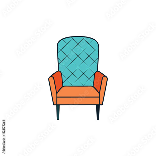 blue armchair isolated on white background