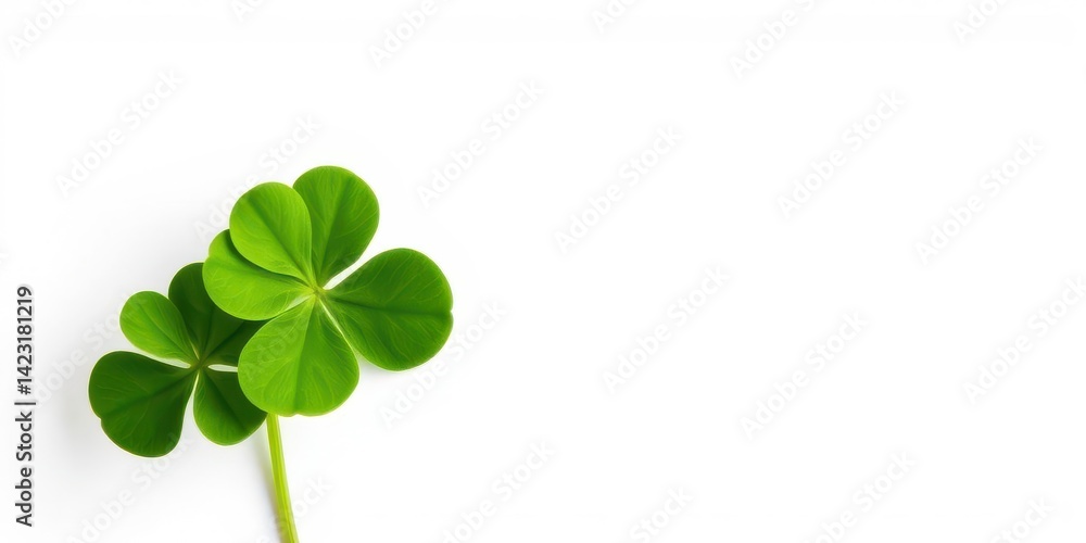 Four-leaf clover isolated on white background symbolizing luck and good fortune, nature, good fortune Four-leaf clover isolated on white background symbolizing luck and good fortune, nature, good fortune