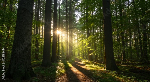 Forest Path Sunlight Green Trees