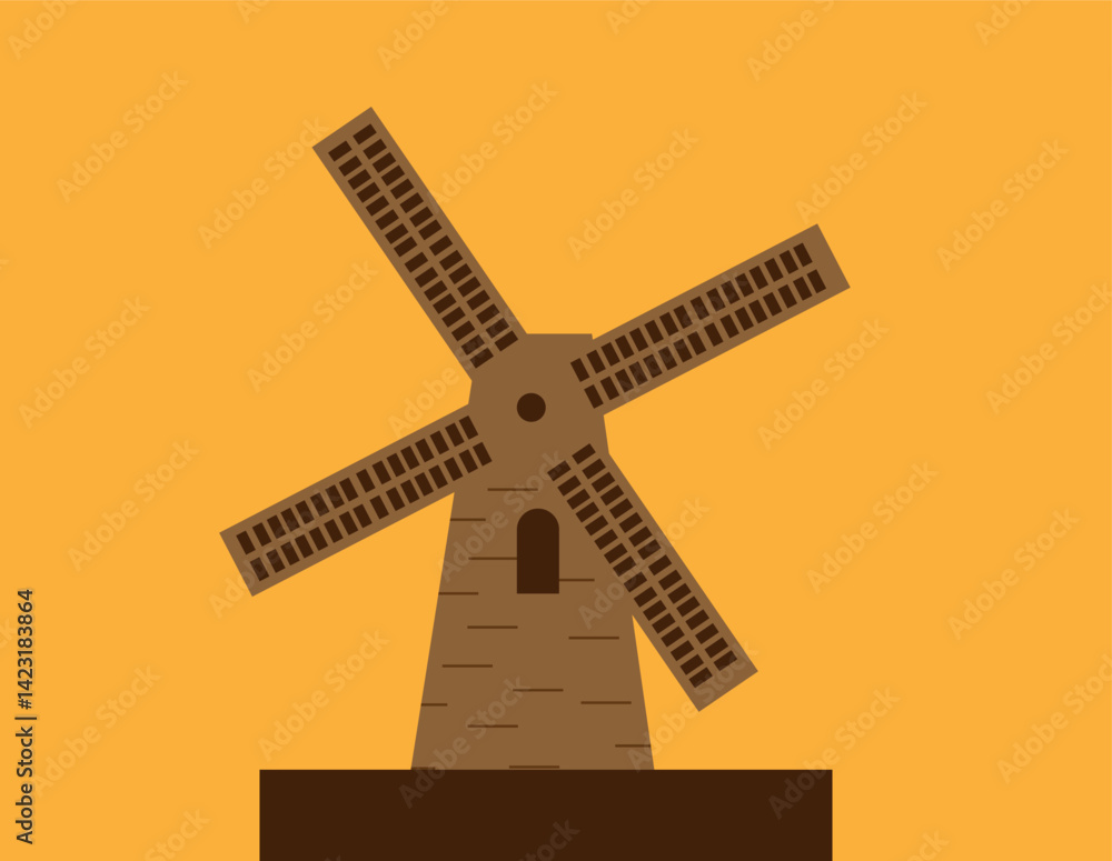 Fototapeta premium a windmill on an orange background,