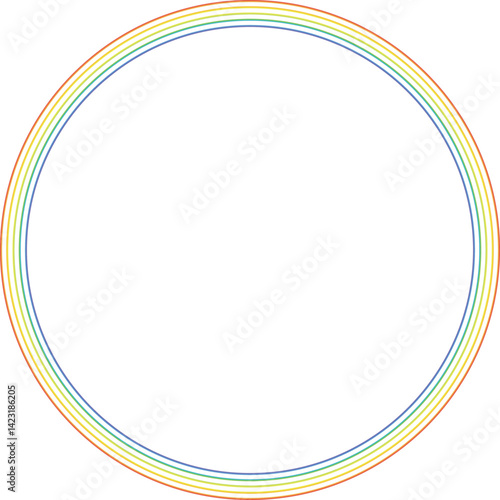 五線譜の線で虹色の丸いフレームの素材