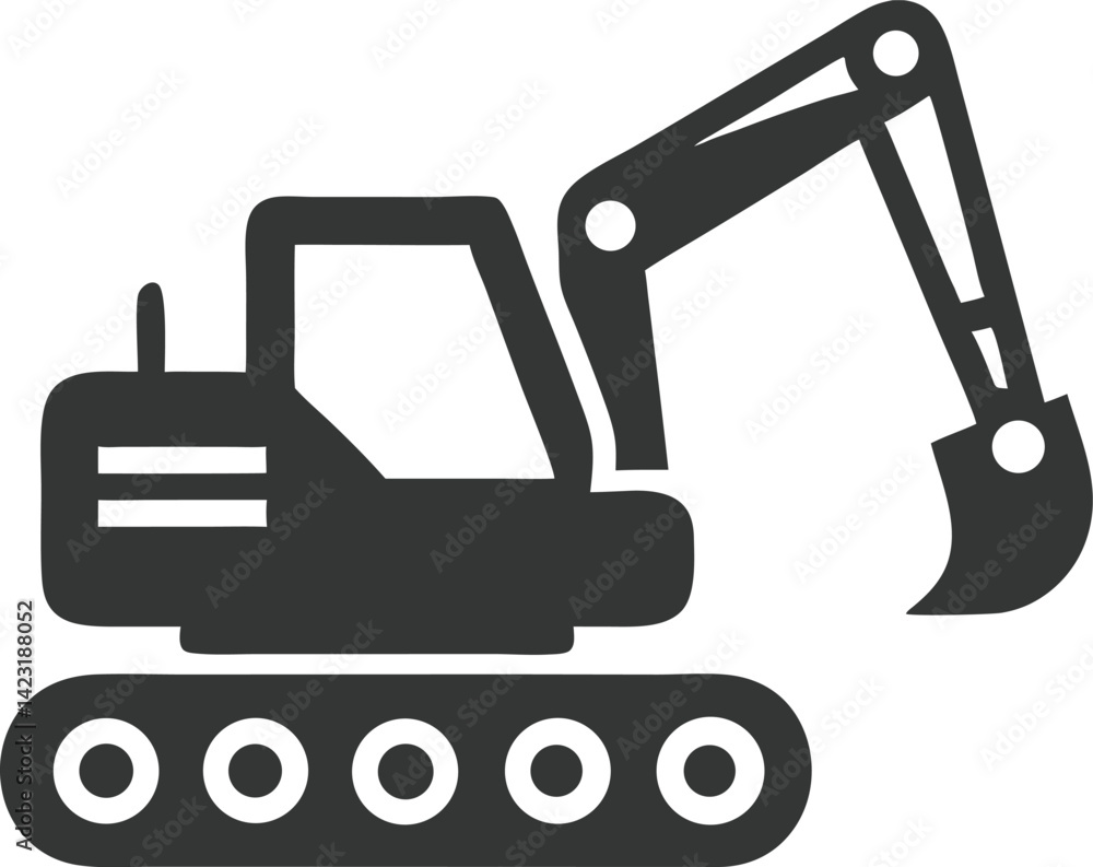 Excavator Icon on Transparent Background Construction Equipment Excavator Icon on Transparent Background Construction Equipment