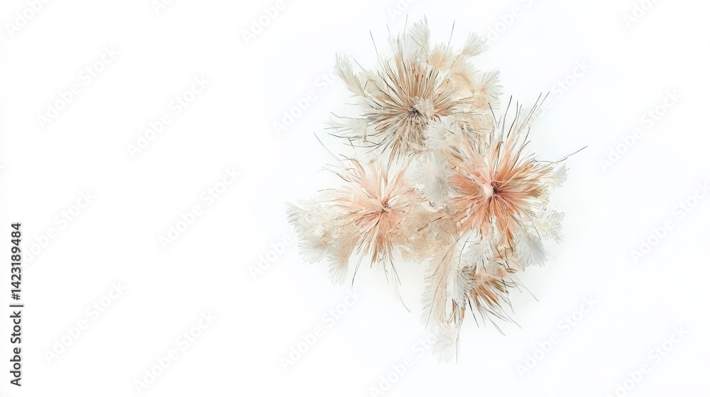 Obraz premium Pastel Floral Elements on White Background
