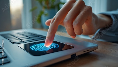 Biometric Laptop Security at Home in Cozy Space