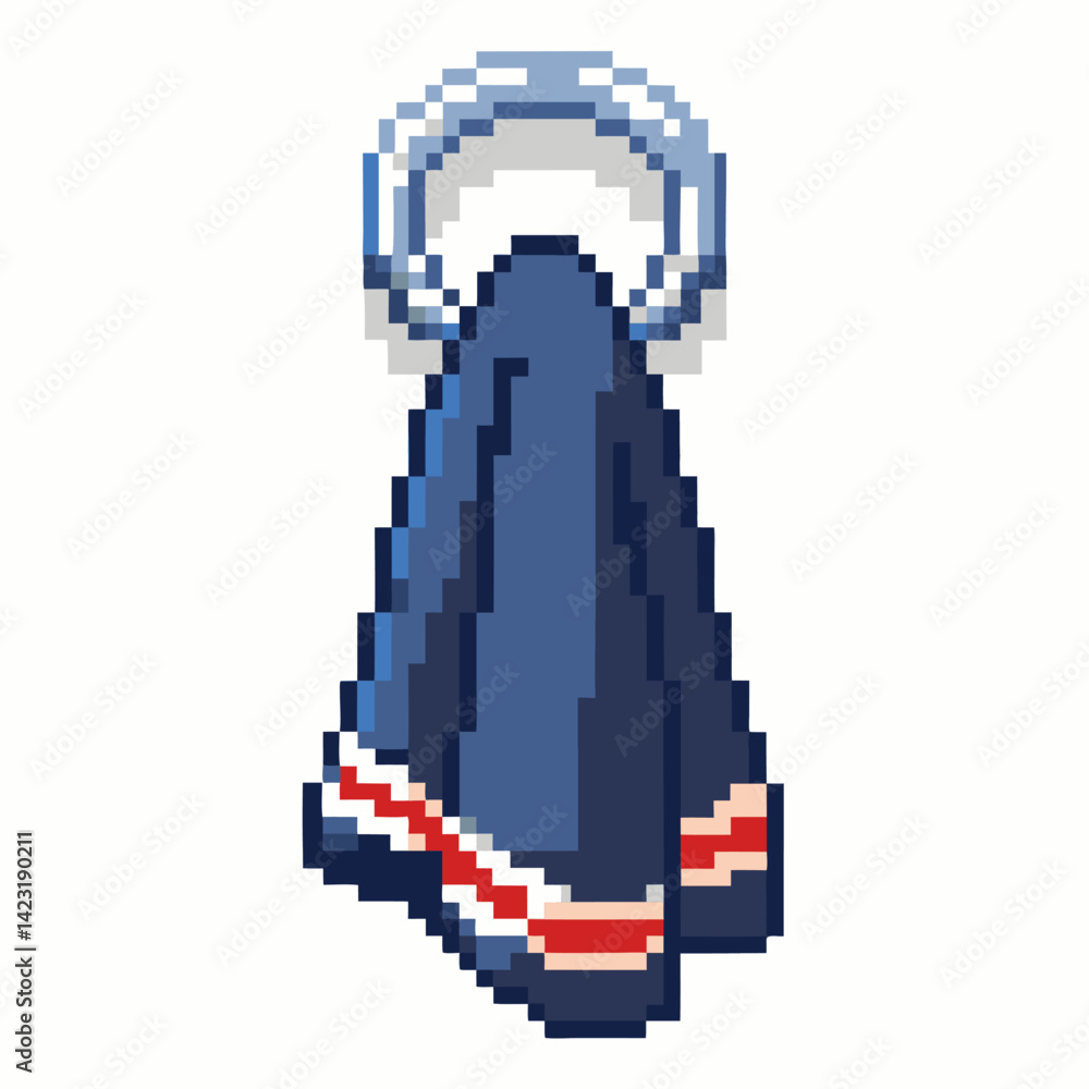 Obraz premium Pixel Art Towel on Ring Retro Style Graphic Design Element