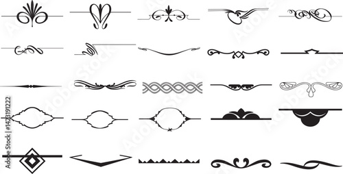 set of different decorative elements. design elements for tattoo, decoration, web page.