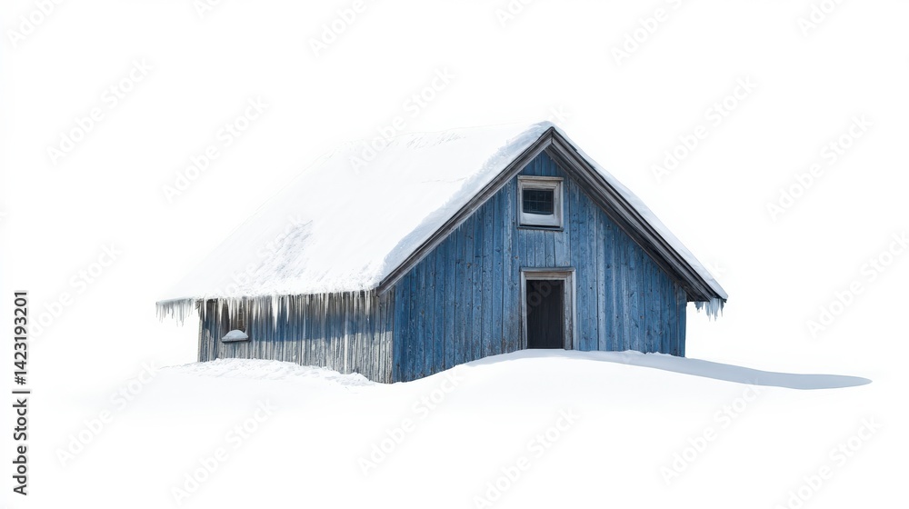 Isolated Lodge with Pastel Colors on White Background Isolated Lodge with Pastel Colors on White Background