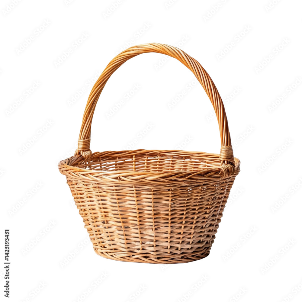 Woven basket with sturdy handle, perfect for storage or decoration Woven basket with sturdy handle, perfect for storage or decoration