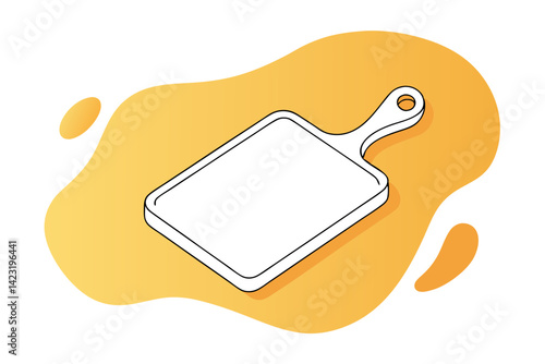 Minimalist Cutting Board Illustration Line Drawing