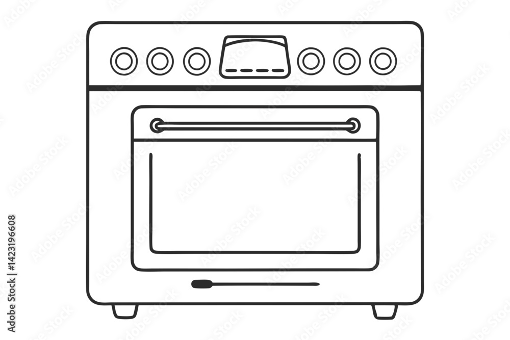 Oven Line Drawing for Kitchen Art Vector Oven Line Drawing for Kitchen Art Vector