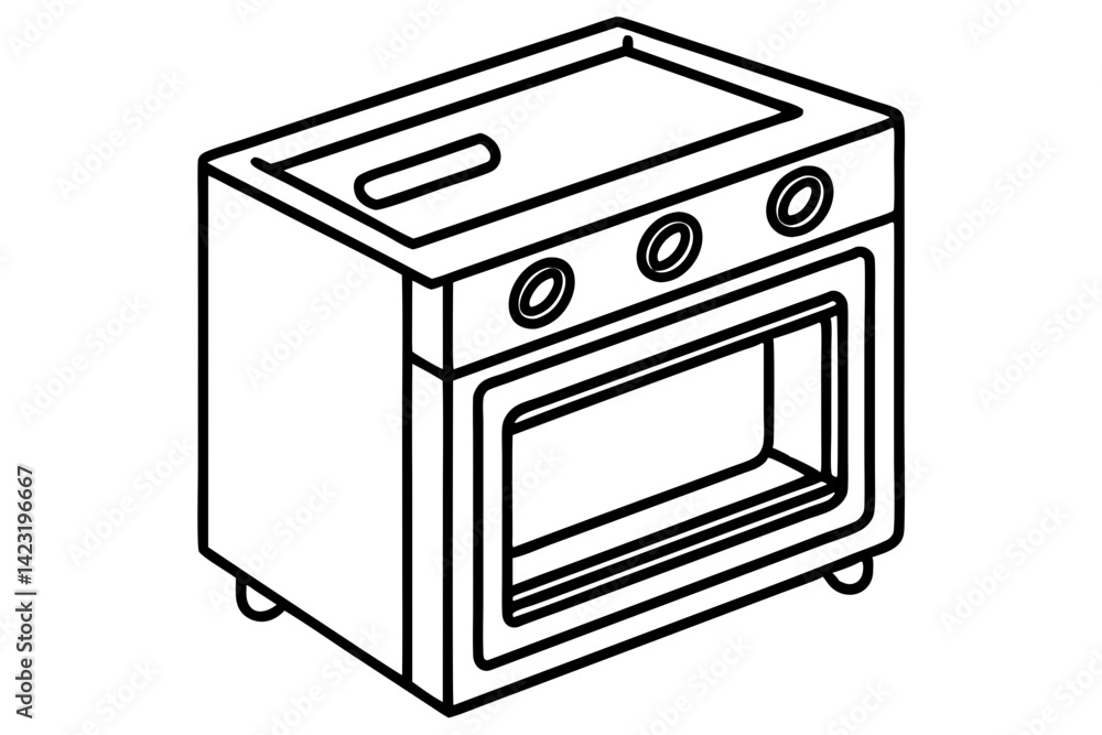 Minimal Kitchen Oven Vector Line Design Minimal Kitchen Oven Vector Line Design