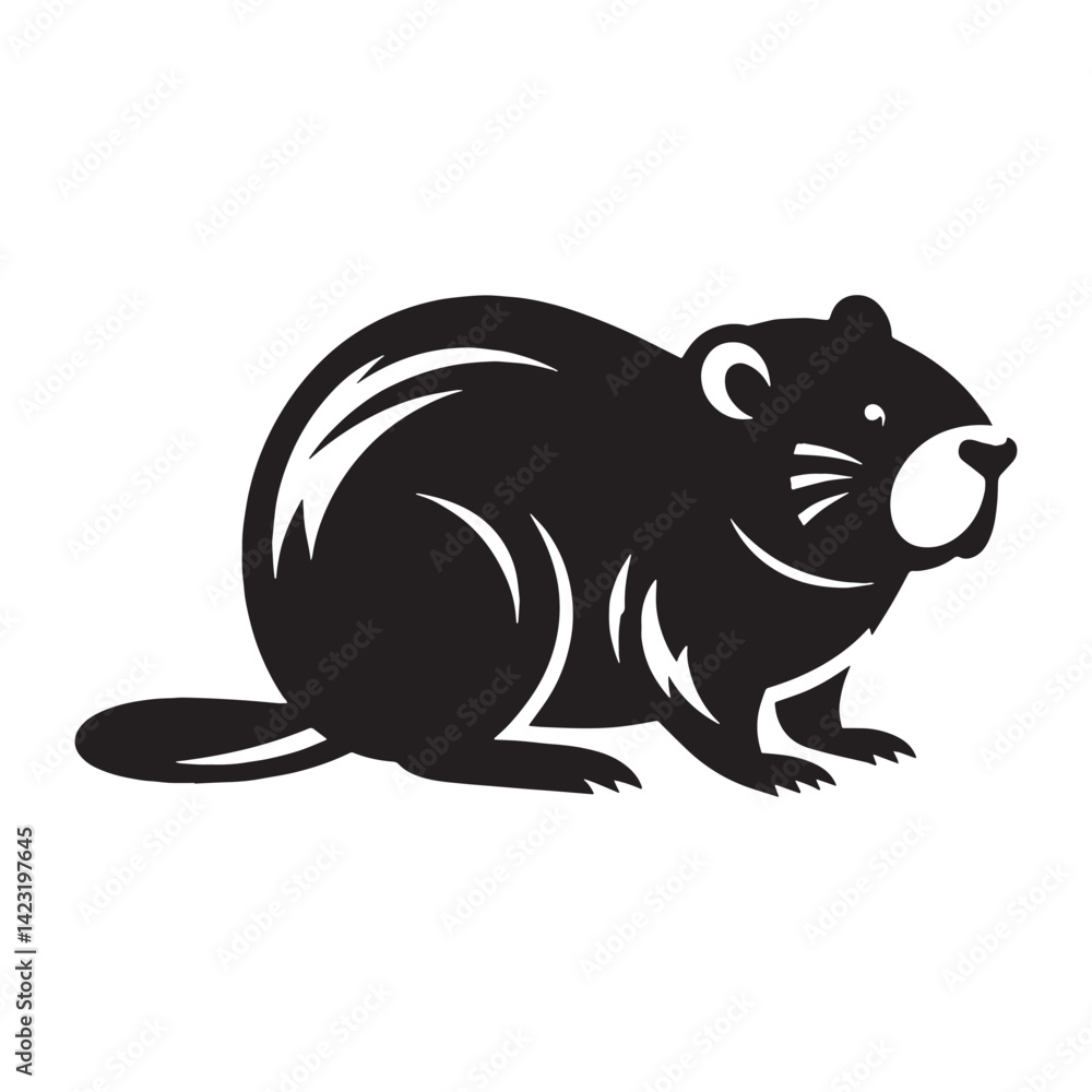 Fototapeta premium Minimal silhouette of beaver with modern design aesthetics – beaver silhouette – beaver vector – beaver illustration – silhouette of beaver – beaver icon