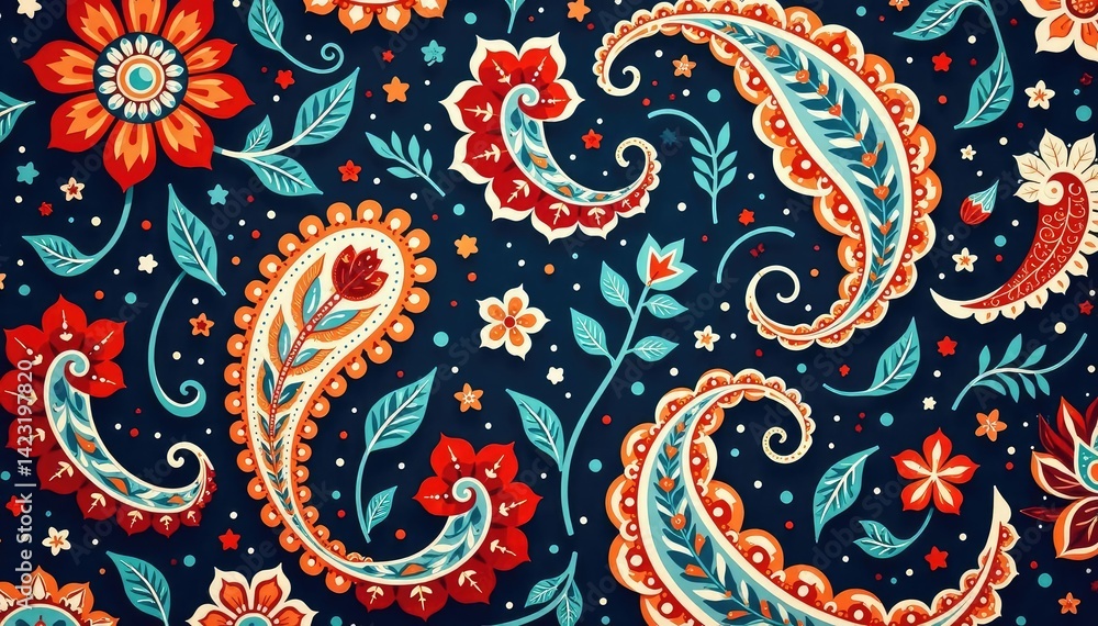 Classic paisley print, flowing lines and organic shapes, design element, repeat pattern Classic paisley print, flowing lines and organic shapes, design element, repeat pattern
