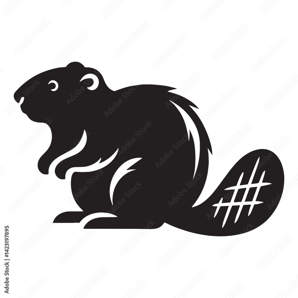 Obraz premium Dynamic beaver form in bold silhouette with modern vector style – beaver silhouette – beaver vector – beaver illustration – silhouette of beaver – beaver icon