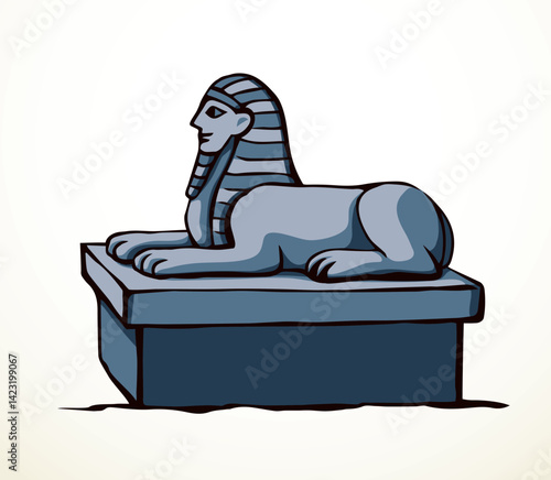 Vector drawing. Egyptian sphinx monument