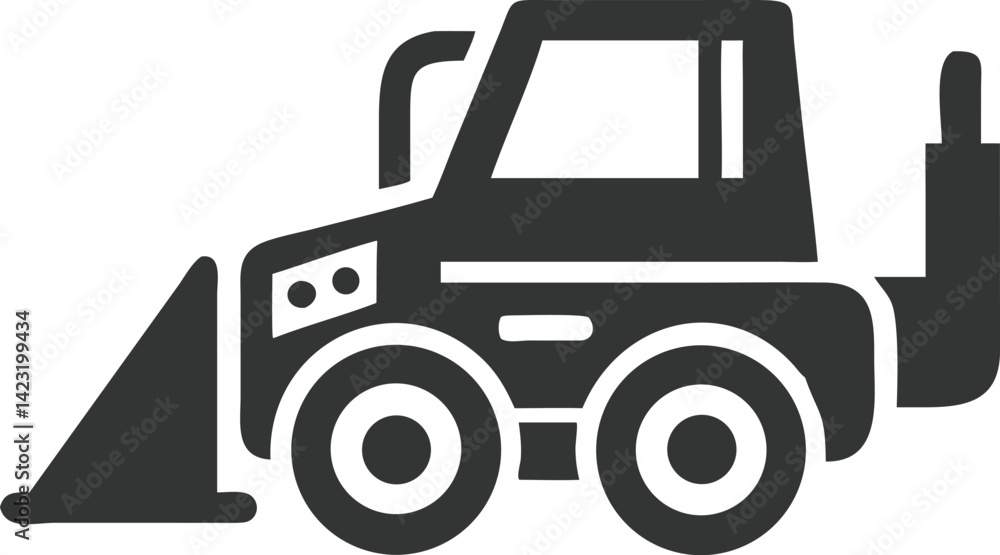Skid Steer Loader Silhouette with Transparent Background Skid Steer Loader Silhouette with Transparent Background
