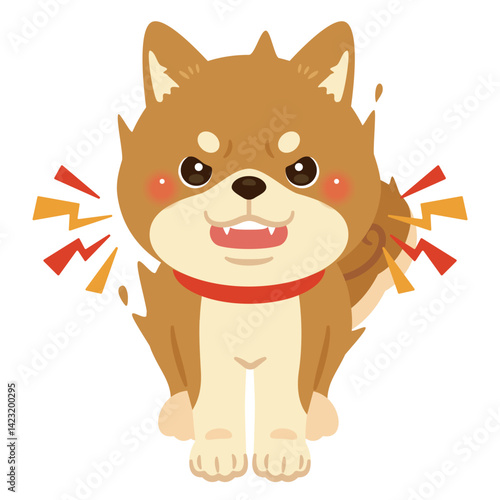 威嚇する柴犬のイラスト