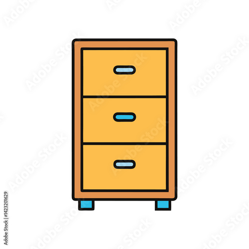 wooden cabinet with drawers isolated on white