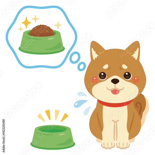 お腹が空いた柴犬のイラスト