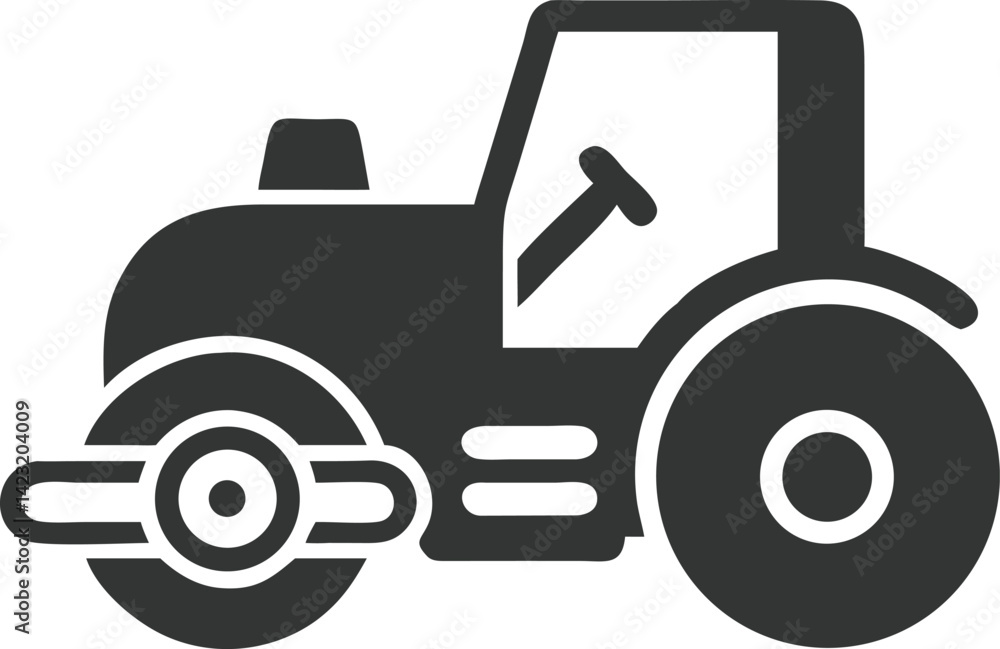 Road Roller Icon, Construction Machine, Equipment Isolated Road Roller Icon, Construction Machine, Equipment Isolated