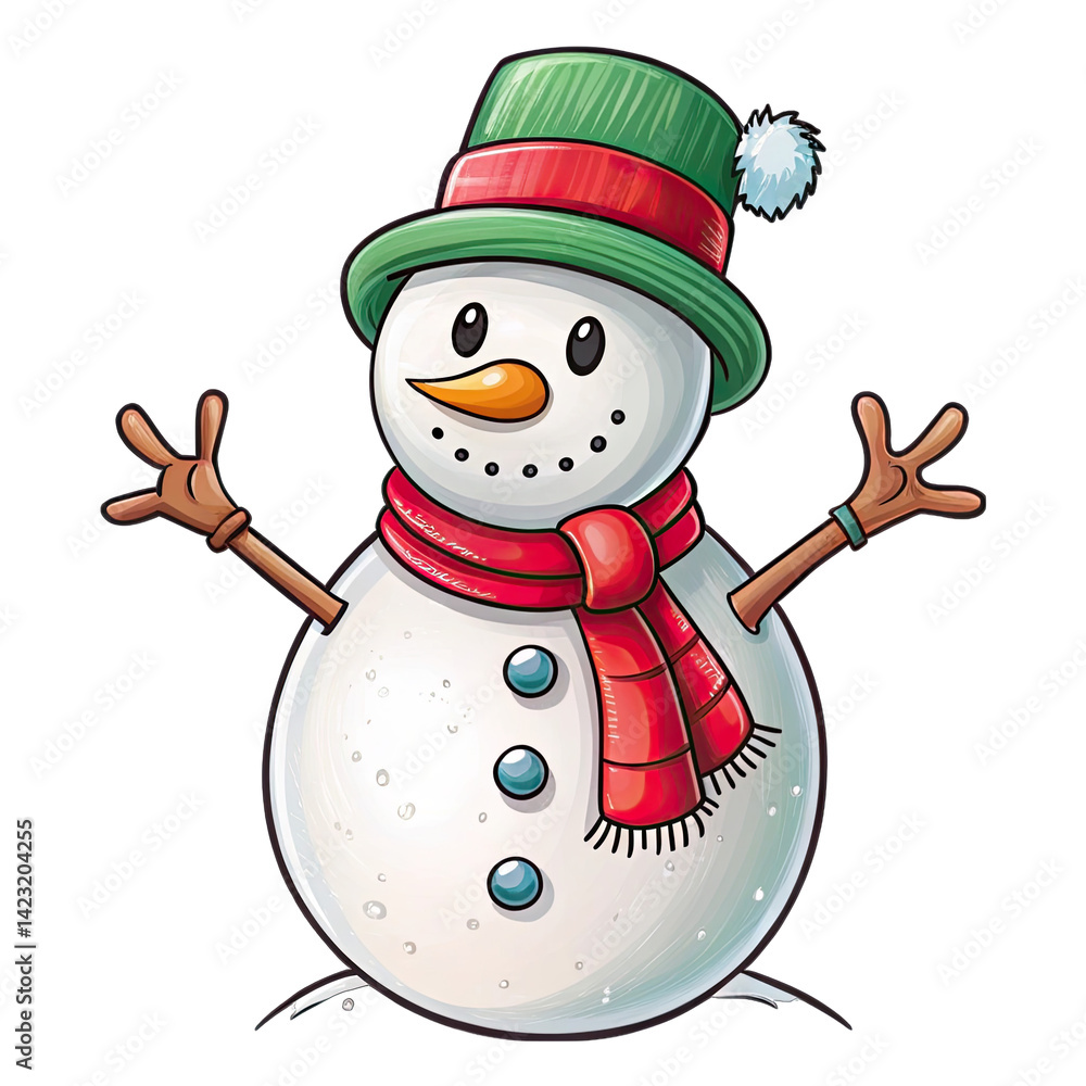 snowman with red hat