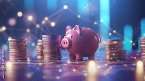 piggy bank and coins