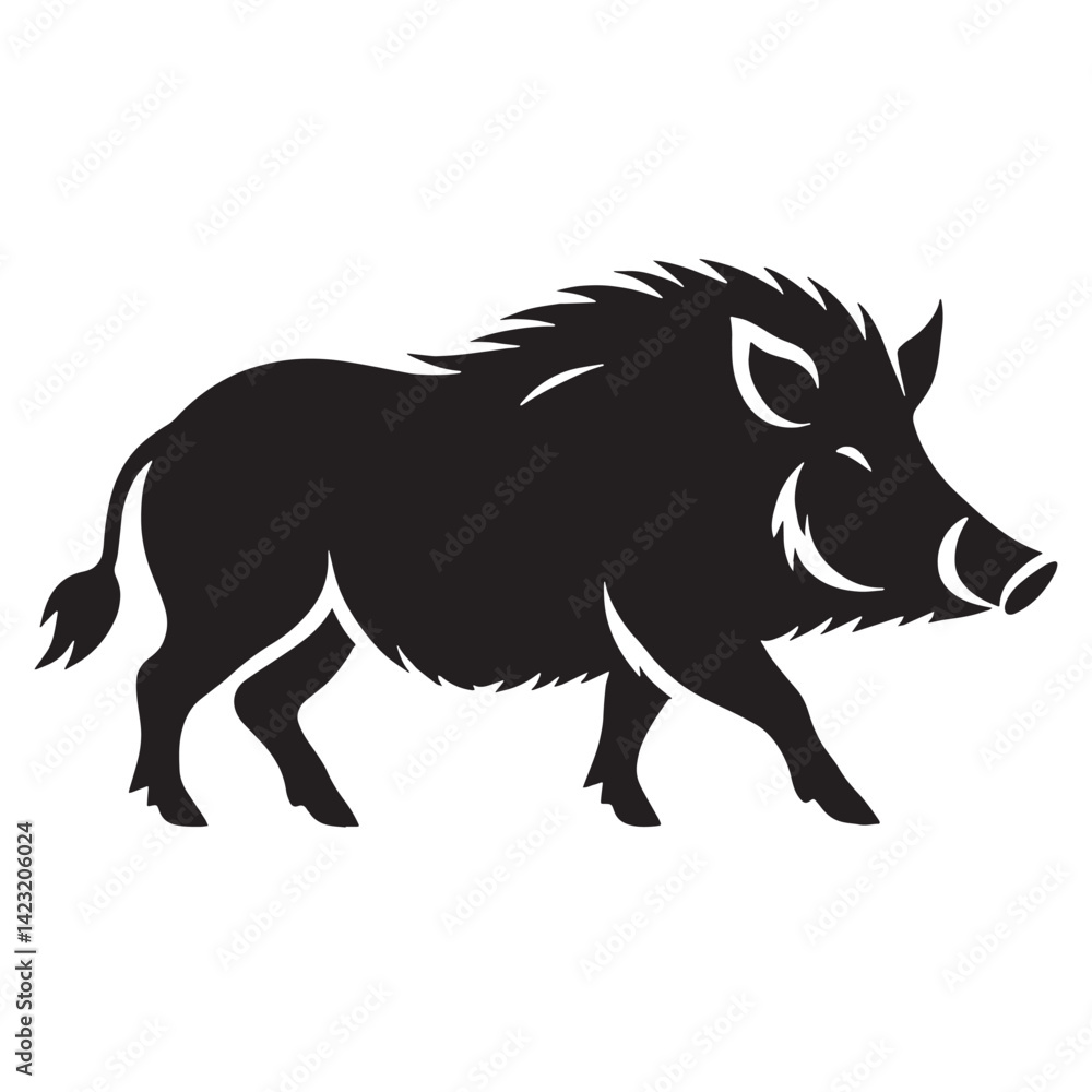 Fototapeta premium Minimalist boar vector shaped with geometric bold silhouette – boar silhouette – boar vector – boar illustration – silhouette of boar – boar icon