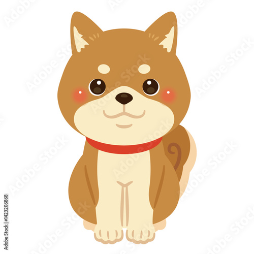 お座りした柴犬のイラスト