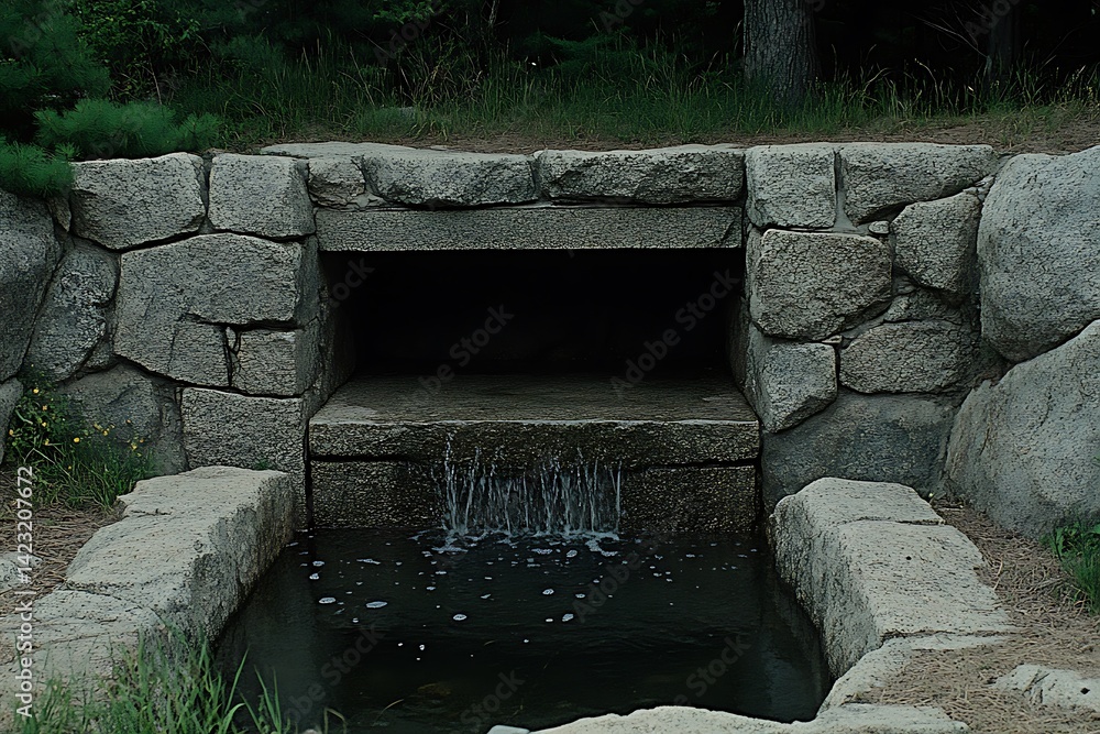 Stone Water Feature in Park