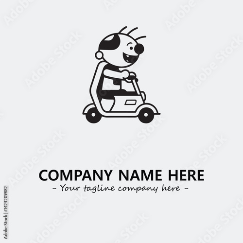 Scooter silhouette illustration black and white for logo company vector image
