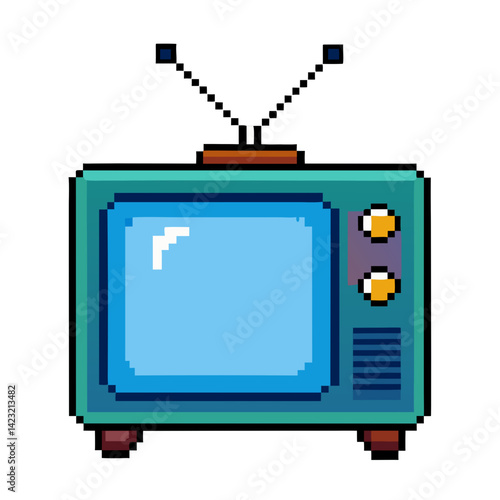 Pixel art of retro TV set with simple design