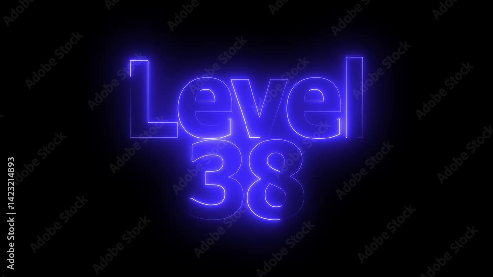 Level 38 animation by blue color neon on black background. Level 38 animation by blue color neon on black background.