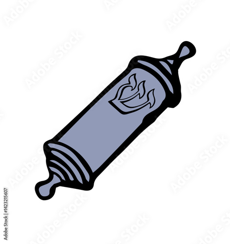 Vector drawing. Jewish box with torah. Mezuzah