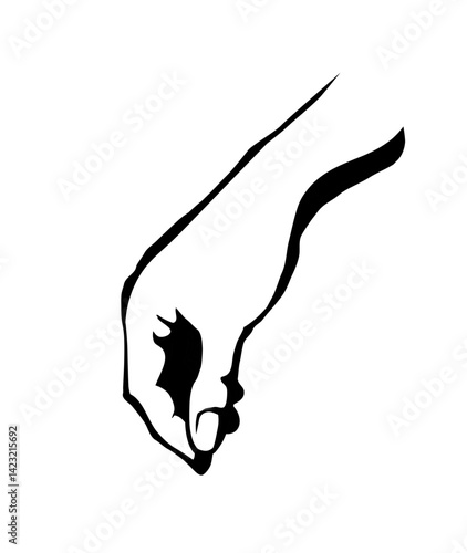 A hand is holding a pinch of salt. Vector drawing