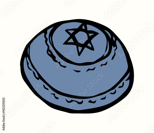 Vector drawing. Jewish clothing yarmulke