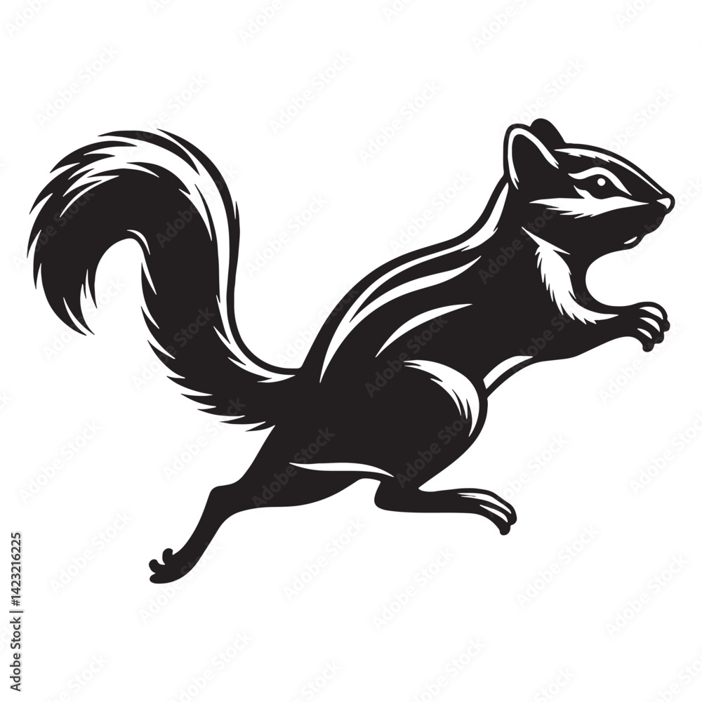 Fototapeta premium Clean-lined chipmunk vector silhouette for contemporary digital assets – chipmunk silhouette – chipmunk vector – chipmunk illustration – silhouette of chipmunk – chipmunk icon