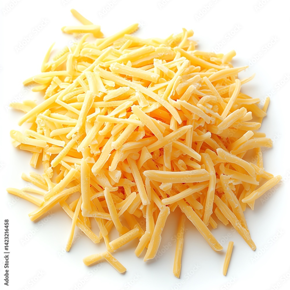 Aromatic Pile of Golden Shredded Cheese, Ready to Melt and Delight