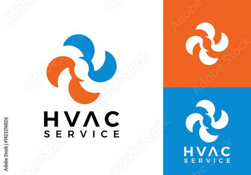 fan hvac logo. heating cooling snowflake conditioning vector design concept	
