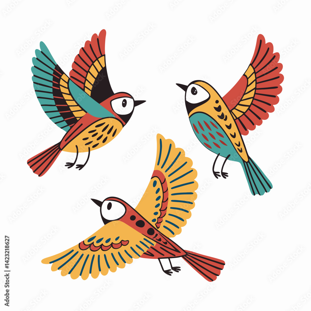 Obraz premium Flying birds vector art illustration.
