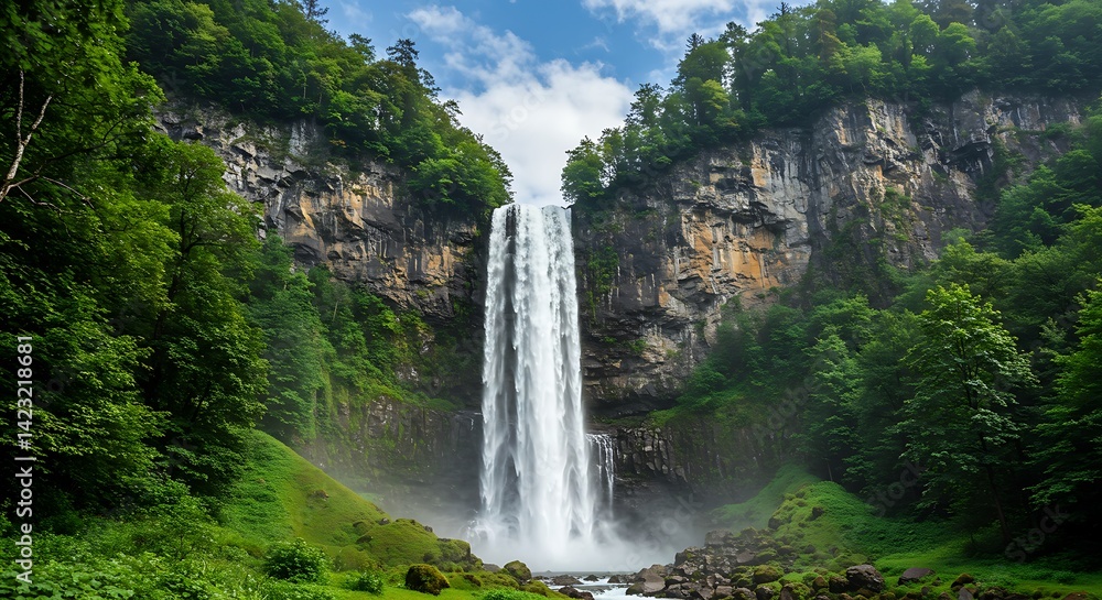 Waterfall Scene in Nature Landscape Waterfall Scene in Nature Landscape