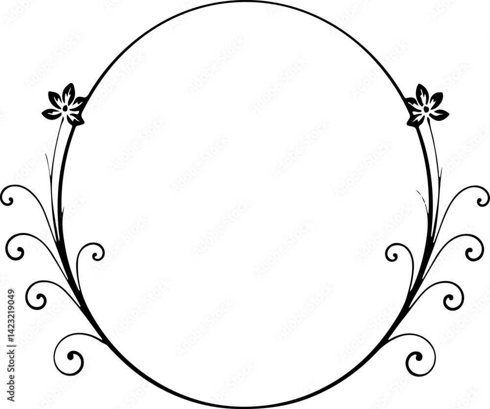 Black and white floral frame. Black and white floral frame.