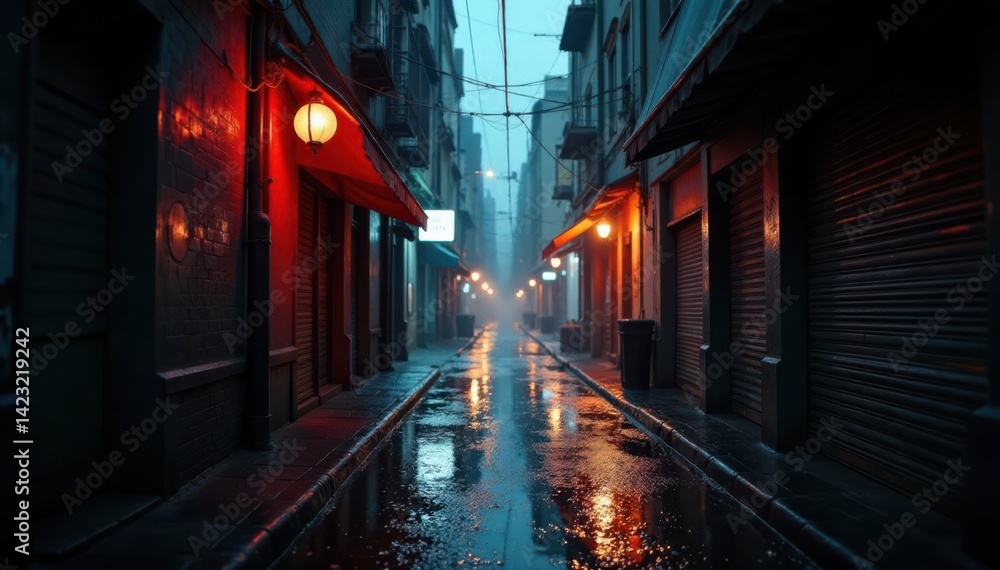 Rain-soaked city streets with dark alleys and grungy urban textures , alley, gritty Rain-soaked city streets with dark alleys and grungy urban textures , alley, gritty