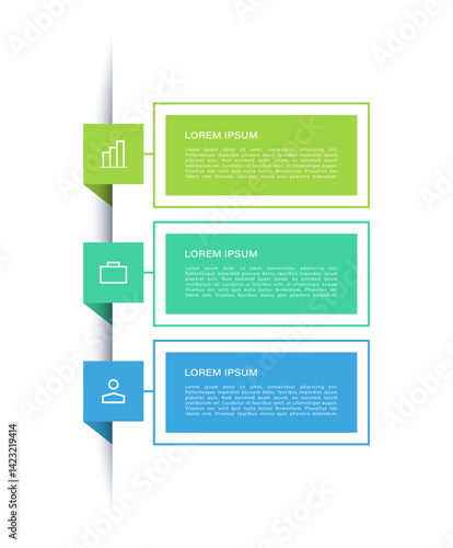 Three Step Infographic Vertical Vector Template for Business Presentations