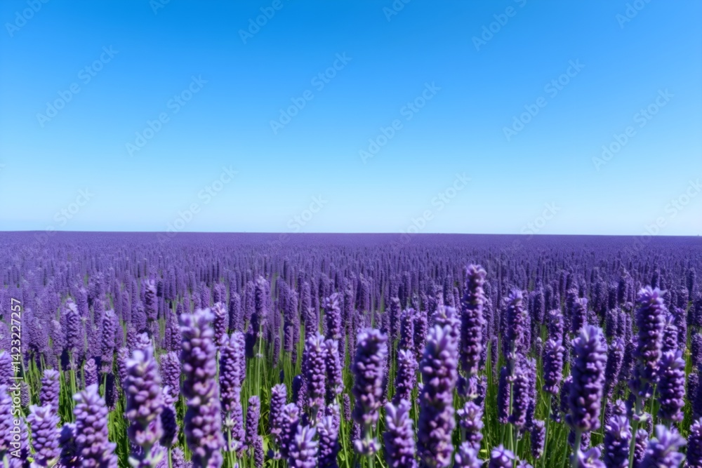 Fototapeta premium field of lavender flowers with clear blue sky, purple flowers landscape 