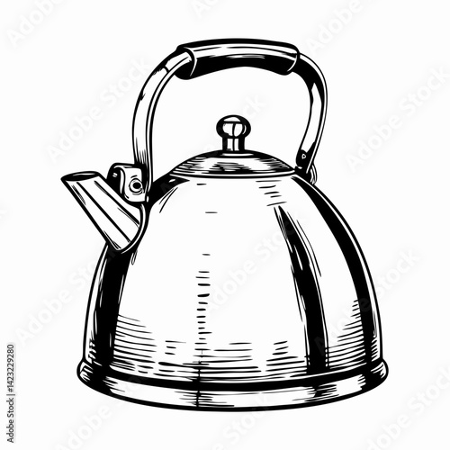 Stylish vintage kettle in elegant design showcasing craftsmanship against a plain background representing kitchen essentials and nostalgia for home cooking.
